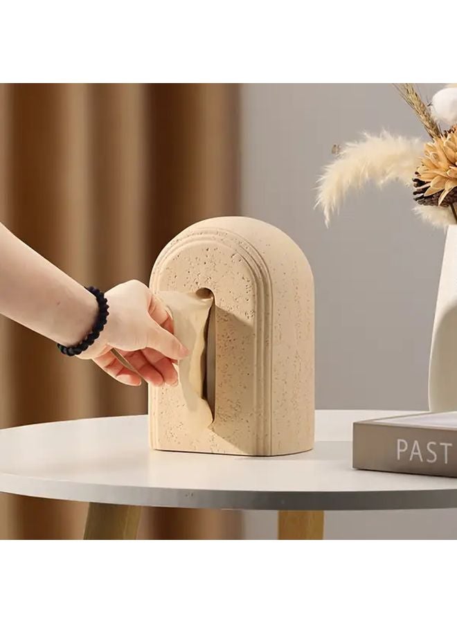 Apricot Resin Tissue Box Cover Heavyweight Textured Design for Bathroom Home Decor - Image 4